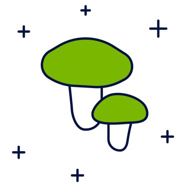 Beyaz arkaplanda izole edilmiş ana hatlı mantar ikonu. Vektör.