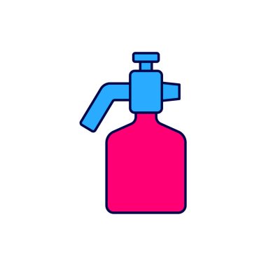 Beyaz arkaplanda izole edilmiş ana hatlı sprey tabanca ikonu. Vektör.