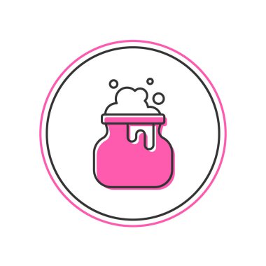 Doldurulmuş ana hatlı cadı kazanı simgesi beyaz arkaplanda izole edildi. Mutlu Cadılar Bayramı Partisi. Vektör.