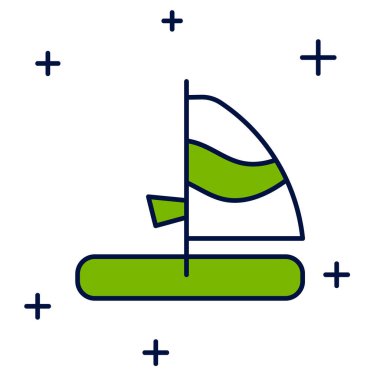 Doldurulmuş Windsurfing simgesi beyaz arkaplanda izole edildi. Vektör.
