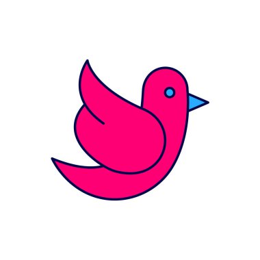 Filled outline Dove icon isolated on white background. Vector.