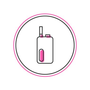 Beyaz arka planda izole edilmiş elektronik sigara ikonu. Tüttürme aleti. Buharlaştırıcı Cihaz. Vektör.