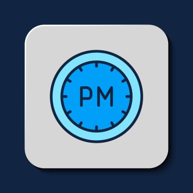 Filled outline Day time icon isolated on blue background. Time symbol. Vector.