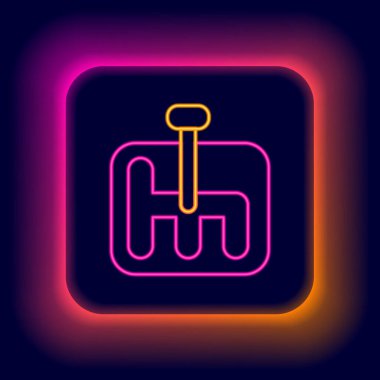 Parlayan neon çizgisi şekil değiştiren simgesi siyah arkaplanda izole edildi. İletişim simgesi. Renkli taslak konsepti. Vektör.