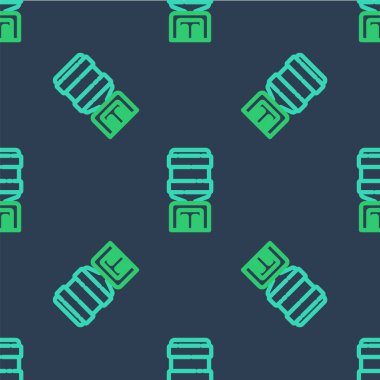 Ofis ve ev ikonu için Line Water soğutucusu mavi arka planda izole edilmiş kusursuz desen. Su dağıtıcısı. Şişe ofisi, plastik ve sıvı. Vektör.