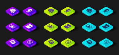 Set Scales of justice Police badge Bribe money cash Law book Location law and International icon. Vector.