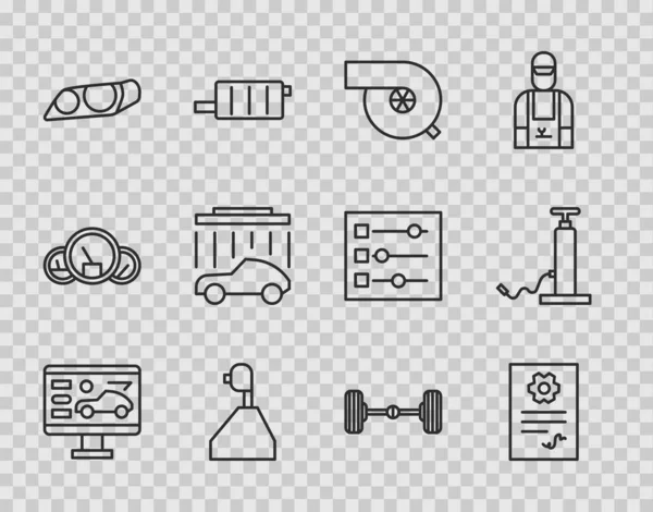 Set Line Diagnostics Condition Car Auto Service Check Automotive Automotive — ストックベクタ