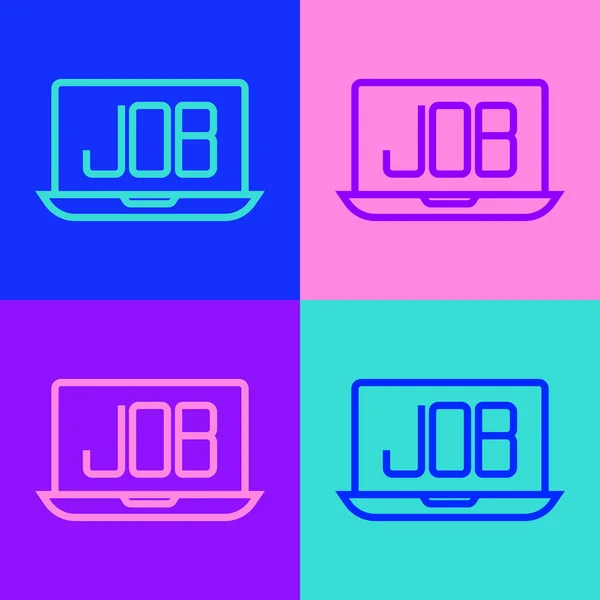 Pop Art Line Search Job Icon Isolated Color Background Recruitment — Vetor de Stock