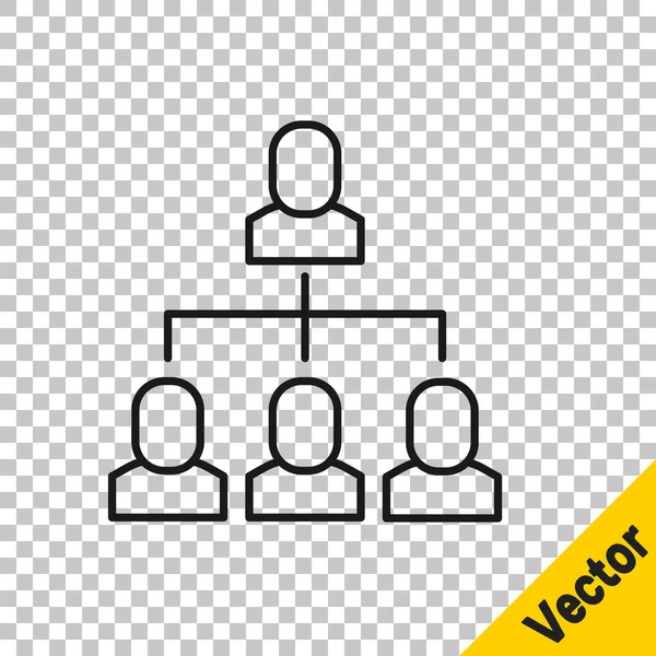 Schwarze Linie Hierarchie Organogrammdiagramm Infografik Symbol Isoliert Auf Transparentem Hintergrund — Stockvektor