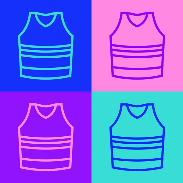 Pop Art Linie Unterhemd Symbol Isoliert Auf Farbigem Hintergrund Vektor — Stockvektor