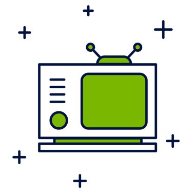 Doldurulmuş Retro TV simgesi beyaz arkaplanda izole edildi. Televizyon tabelası. Vektör.