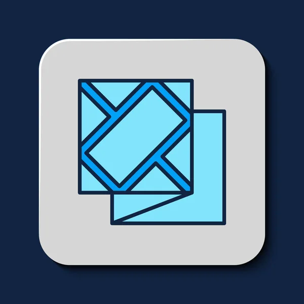 Esquema Rellenado Icono Mapa Plegado Aislado Sobre Fondo Azul Vector — Vector de stock