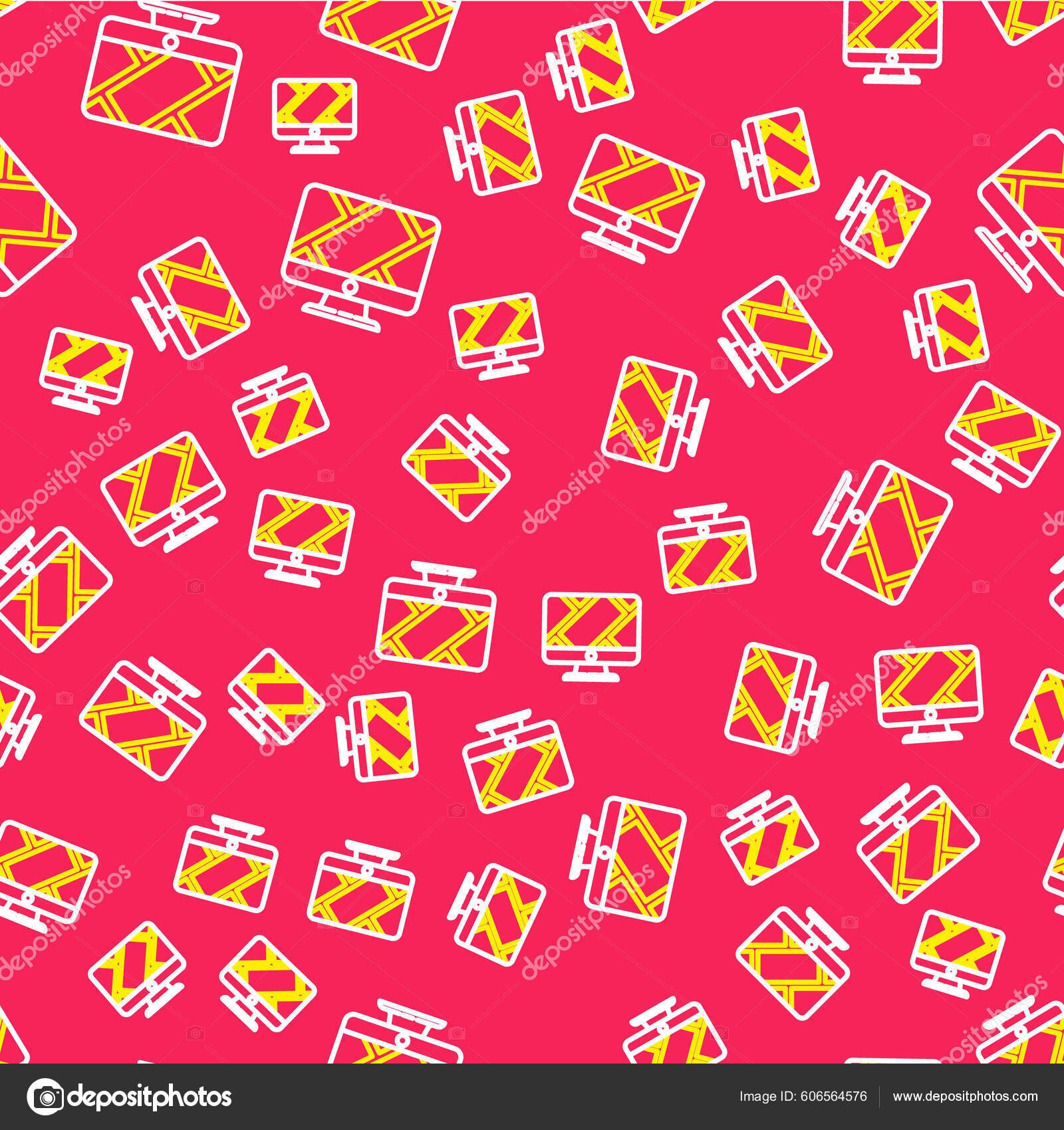 Line Computer Monitor Folded Map Location Marker Icon Isolated Seamless ...