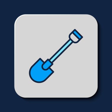 Filled outline Fire shovel icon isolated on blue background. Fire protection equipment. Equipment for firefighter. Vector.