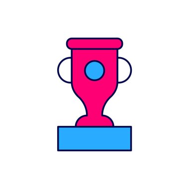 Doldurulmuş taslak ödül kupa simgesi beyaz arkaplanda izole edildi. Galibiyet ödülü sembolü. Şampiyonluk ya da yarışma kupası. Spor başarısı işareti. Vektör.