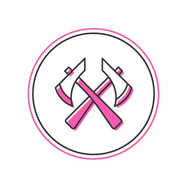Filled outline Firefighter axe icon isolated on white background. Fire axe. Vector.