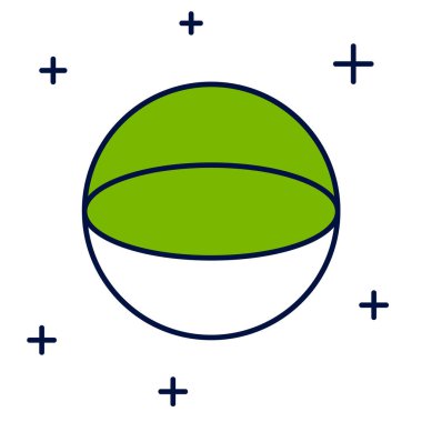 Doldurulmuş Geometrik figür Küre simgesi beyaz arkaplanda izole edildi. Soyut şekil. Geometrik süs. Vektör.