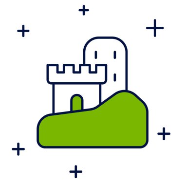 Doldurulmuş Kum Kalesi simgesi beyaz arkaplanda izole edildi. Vektör.