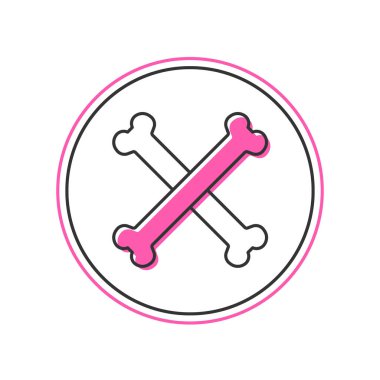 Doldurulmuş çizgili çapraz kemik simgesi beyaz arkaplanda izole edilmiş. Besin sembolü. Mutlu Cadılar Bayramı Partisi. Vektör.