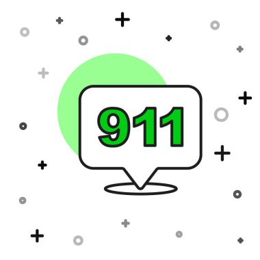 Beyaz arka planda izole edilmiş 911 ikonuyla dolu bir telefon hattı. Polis, ambulans, itfaiye, çağrı, telefon. Vektör.