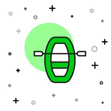 Beyaz arkaplanda izole edilmiş kürek ikonu ile ana hatları doldurulmuş. Su sporları, ekstrem sporlar, tatil, tatil, takım oluşturma. Vektör.