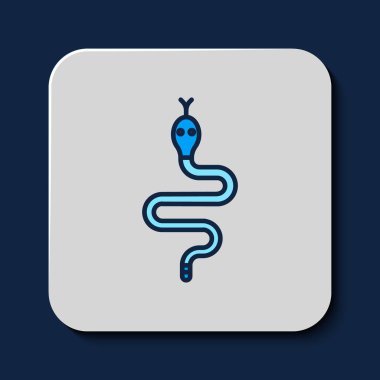 Filled outline Snake icon isolated on blue background. Vector.