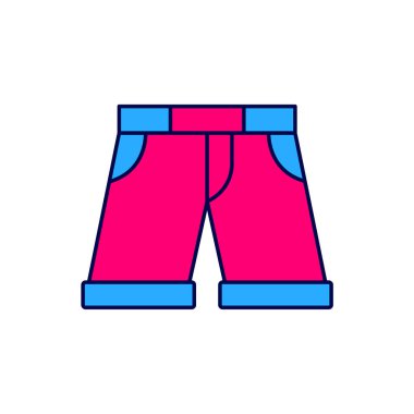 Beyaz arkaplanda izole edilmiş kısa çizgi ya da pantolon simgesi. Vektör.