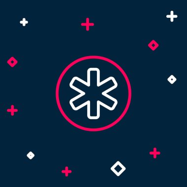 Acil Durum Hattının Sağlık sembolü - Yaşam Yıldızı simgesi mavi arkaplanda izole edildi. Renkli taslak konsepti. Vektör.