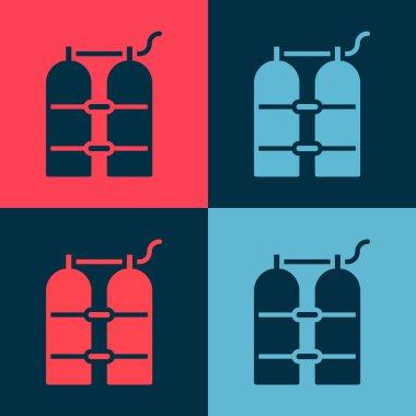 Pop Art Aqualung simgesi renk arkaplanında izole edildi. Dalgıçlar için oksijen tüpü. Dalış ekipmanları. Olağanüstü bir spor. Su altı ekipmanları. Vektör.
