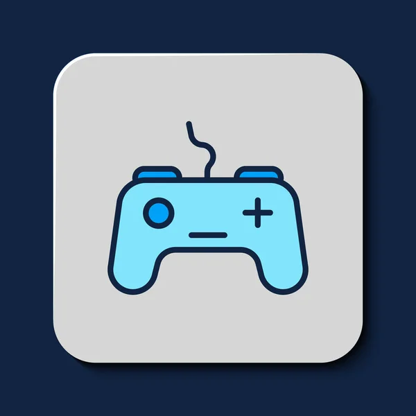 Contour Rempli Icône Gamepad Isolé Sur Fond Bleu Contrôleur Jeu — Image vectorielle