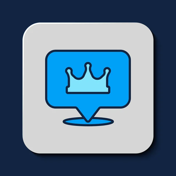 Vyplněný Obrys Umístění Král Koruny Ikona Izolované Modrém Pozadí Vektor — Stockový vektor