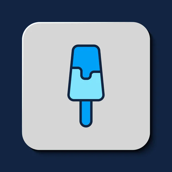 Esquema Rellenado Icono Helado Aislado Sobre Fondo Azul Dulce Símbolo — Vector de stock