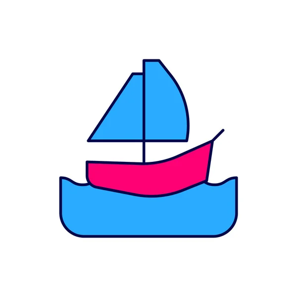 Esquema Rellenado Velero Yate Velero Icono Del Barco Aislado Sobre — Vector de stock