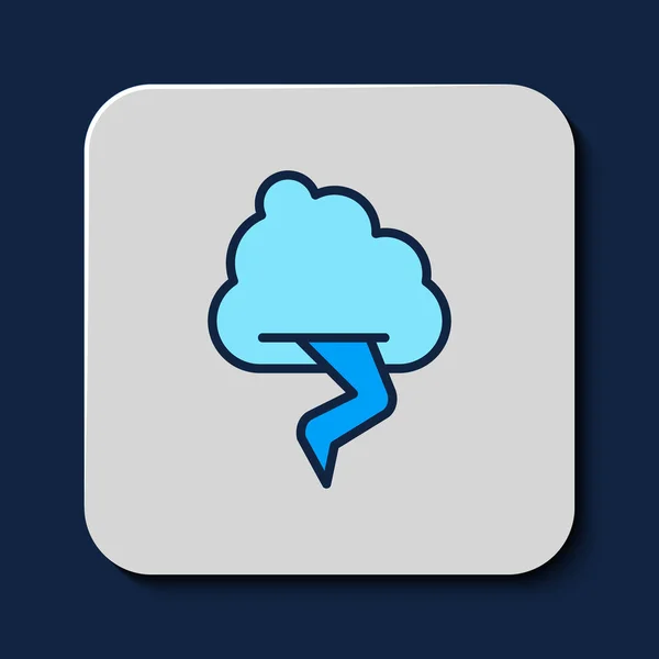 Esquema Rellenado Icono Tormenta Aislado Sobre Fondo Azul Nube Relámpago — Archivo Imágenes Vectoriales