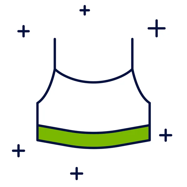 Filled Outline Female Crop Top Icon Isolated White Background Undershirt — Archivo Imágenes Vectoriales