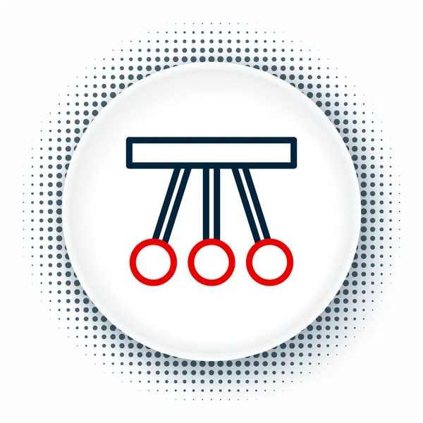Beyaz arkaplanda çizgi sarkacı simgesi izole edildi. Newtons beşiği. Renkli taslak konsepti. Vektör.