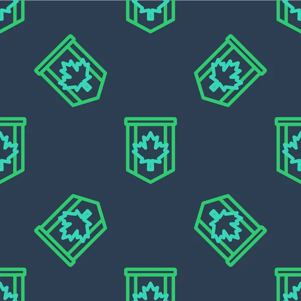 Kanada ikonu Pennant bayrağı mavi arka planda izole edilmiş kusursuz desen. Kuzey Amerika bayrağı. Vektör.