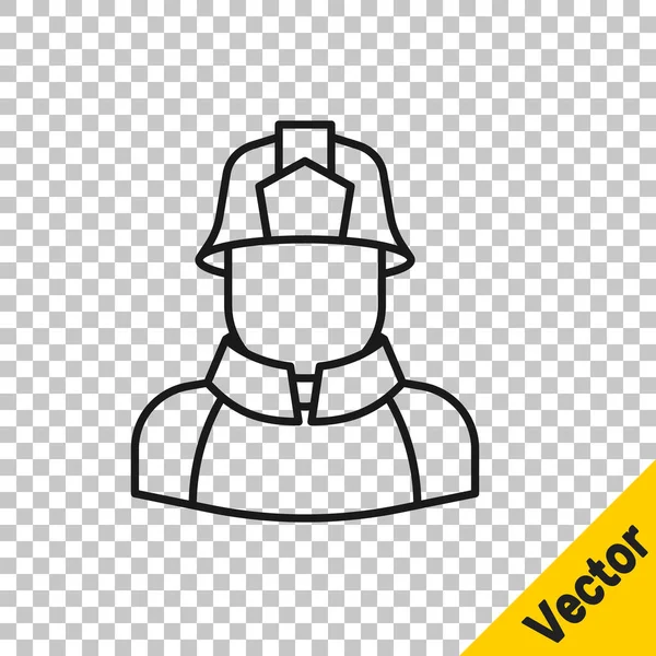 Black Line Firefighter Symbol Isoliert Auf Transparentem Hintergrund Vektor — Stockvektor