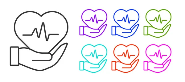 Zwarte Lijn Levensverzekering Pictogram Geïsoleerd Witte Achtergrond Beveiliging Veiligheid Bescherming — Stockvector