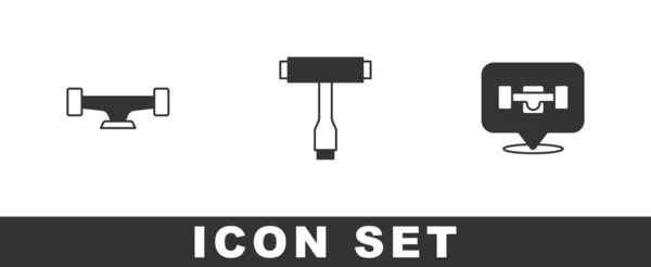 Set Skateboard Wheel Tool Icon Vector — Stock Vector