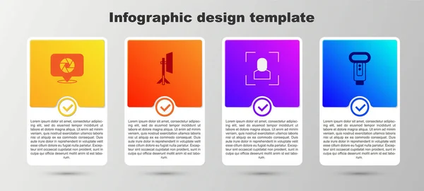 Nastavit Žárovku Fotoaparátu Studio Ostřeném Rámečku Softboxu Záblesku Fotoaparátu Obchodní — Stockový vektor