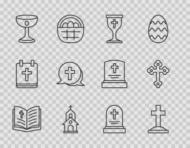 Hristiyan Kadehi Kilisesi 'nin mezar taşı ve simgesi ile kutsal İncil Mezarı' nı belirle. Vektör.