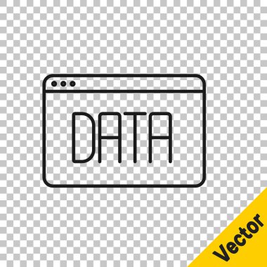 Siyah çizgi veri analiz simgesi şeffaf arkaplanda izole edildi. İş veri analizi süreci, istatistik. Çizelgeler ve diyagramlar. Vektör.