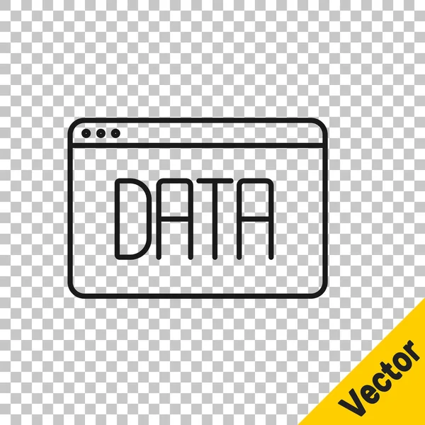 Black Line Data Analysis Icon Isolated Transparent Background Business Data — Stock Vector