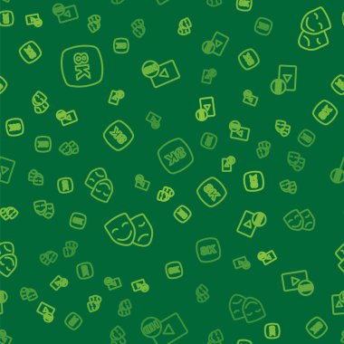 8k Ultra HD komedi ve trajedi maskeleri ve HD film kasetini kusursuz bir şekilde ayarla. Vektör.