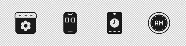 Defina Mola Calendário Aplicativo Relógio Alarme Móvel Ícone Horário Manhã — Vetor de Stock
