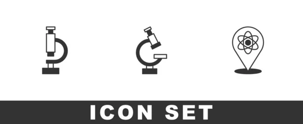 Set Microscope Atom Icon Vector — Stock Vector