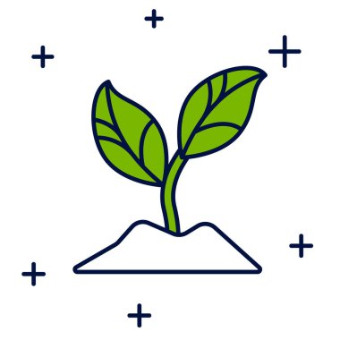 Doldurulmuş bitki simgesi beyaz arkaplanda izole edildi. Tohum ve tohum. İşaret bırakıyor. Yaprak doğası. Vektör.