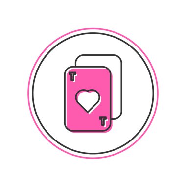 Doldurulmuş taslak Oynatma Kart simgesi beyaz arkaplanda izole edildi. Kumarhane kumarı. Vektör.