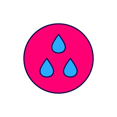 Doldurulmuş ana hatlı su bırakma simgesi beyaz arkaplanda izole edildi. Vektör.